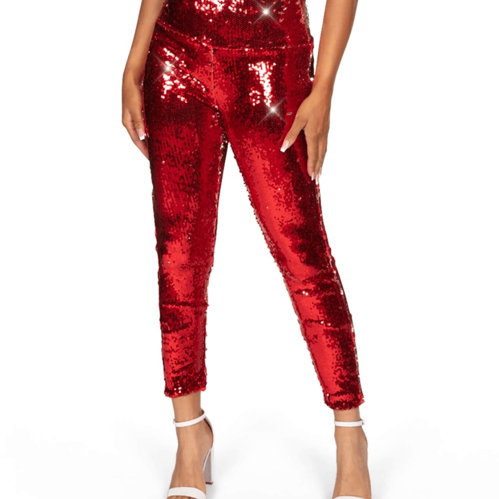 New w/tags Tipsy Elves Red and Silver Reversible Sequin Leggings Size 2X